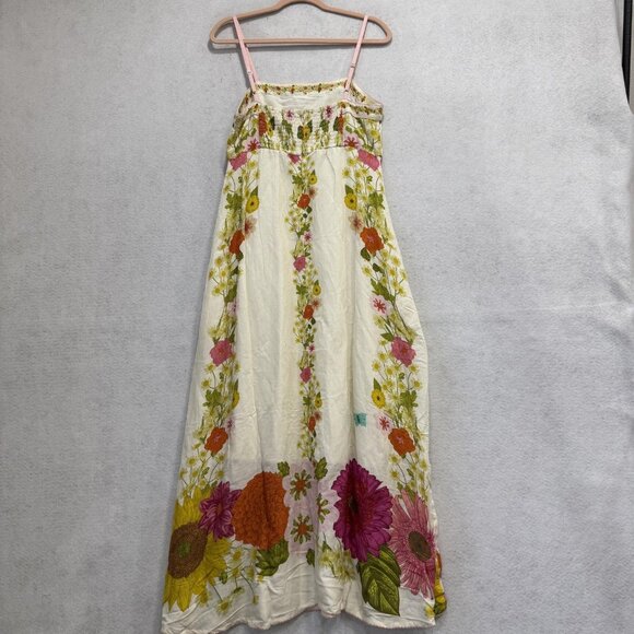 Elizabeth James The Label Annalisa Dress Womens Large White Floral Maxi Sundress - Picture 8 of 11